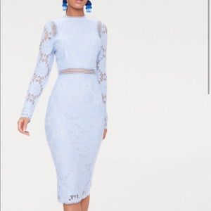 Periwinkle Blue Long Sleeve Lace Bodycon dress